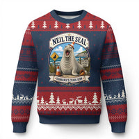 Retro Neil the Seal Tasmanias Chaos Icon Ugly Christmas Sweater Funny Roaring Elephant Seal Traffic Cone Meme