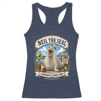 Retro Neil the Seal Tasmanias Chaos Icon Racerback Tank Top Funny Roaring Elephant Seal Traffic Cone Meme
