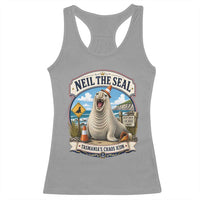 Retro Neil the Seal Tasmanias Chaos Icon Racerback Tank Top Funny Roaring Elephant Seal Traffic Cone Meme