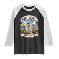 Retro Neil the Seal Tasmanias Chaos Icon Raglan Shirt Funny Roaring Elephant Seal Traffic Cone Meme