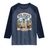 Retro Neil the Seal Tasmanias Chaos Icon Raglan Shirt Funny Roaring Elephant Seal Traffic Cone Meme
