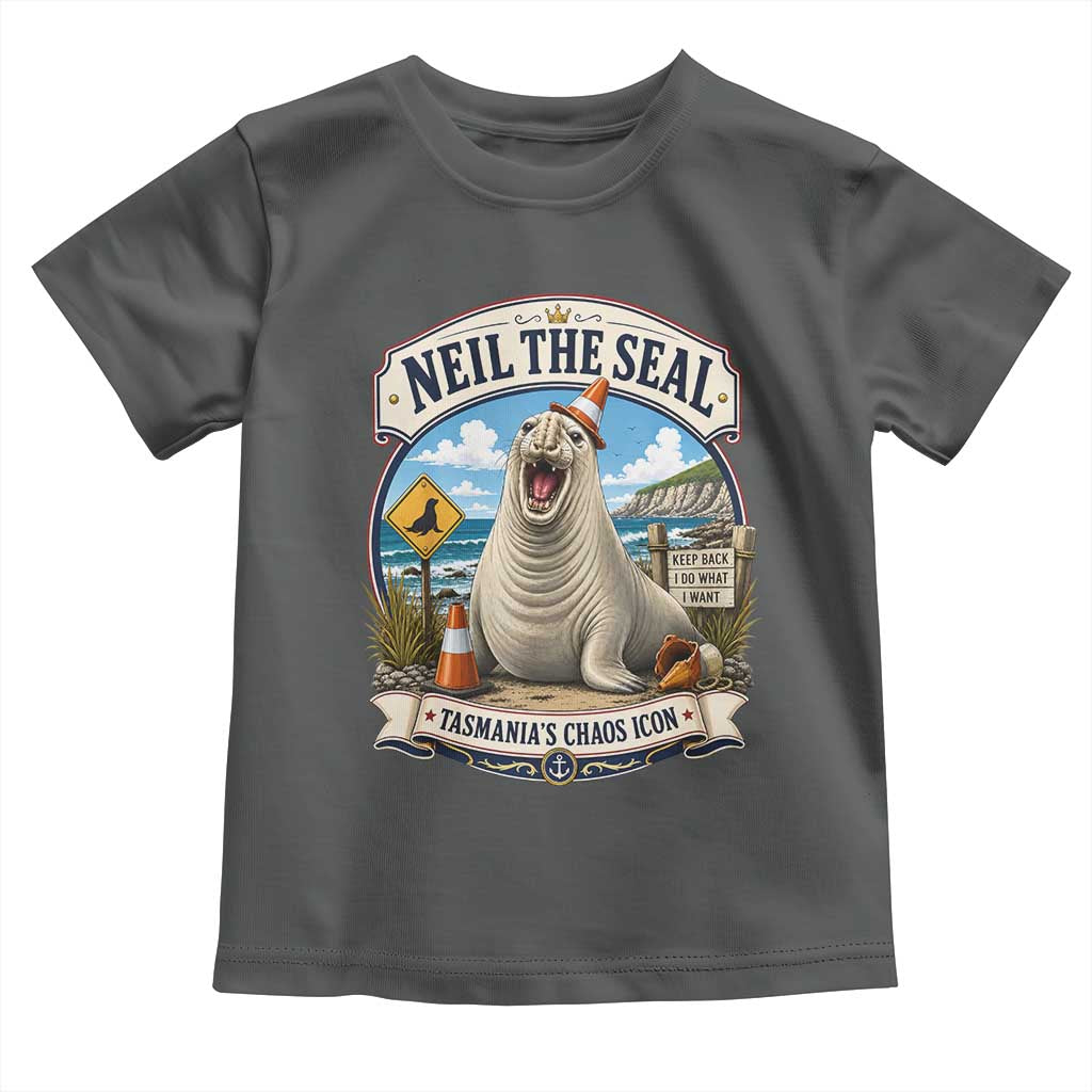 Retro Neil the Seal Tasmanias Chaos Icon Toddler T Shirt Funny Roaring Elephant Seal Traffic Cone Meme