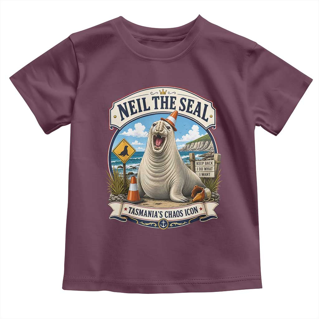 Retro Neil the Seal Tasmanias Chaos Icon Toddler T Shirt Funny Roaring Elephant Seal Traffic Cone Meme