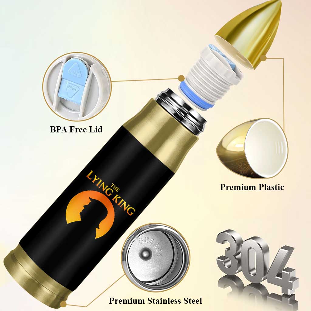The Lying King Silhouette Sunrise Political Satire Parody Graphic Bullet Tumbler