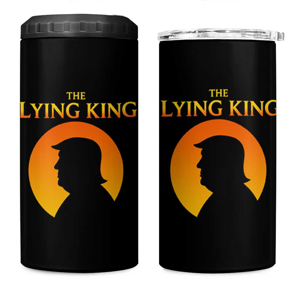 The Lying King Silhouette Sunrise Political Satire Parody Graphic 4 in 1 Can Cooler Tumbler