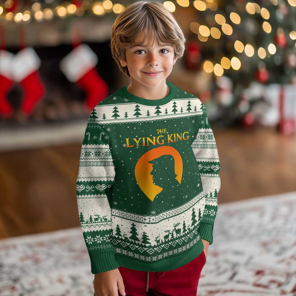 The Lying King Silhouette Sunrise Political Satire Parody Graphic Ugly Christmas Sweater