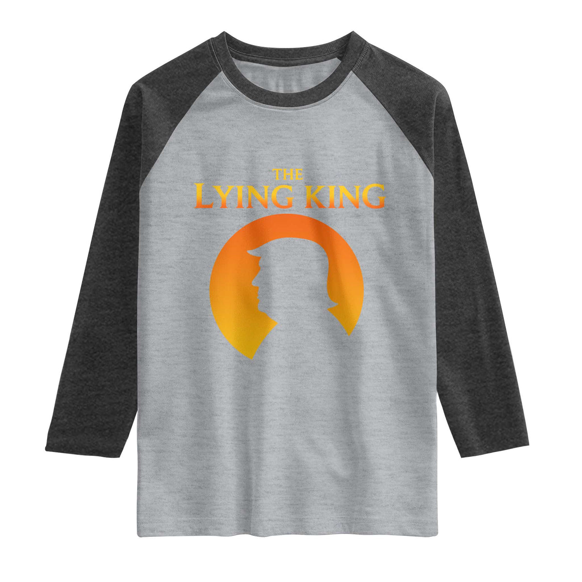 The Lying King Silhouette Sunrise Political Satire Parody Graphic Raglan Shirt