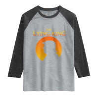The Lying King Silhouette Sunrise Political Satire Parody Graphic Raglan Shirt