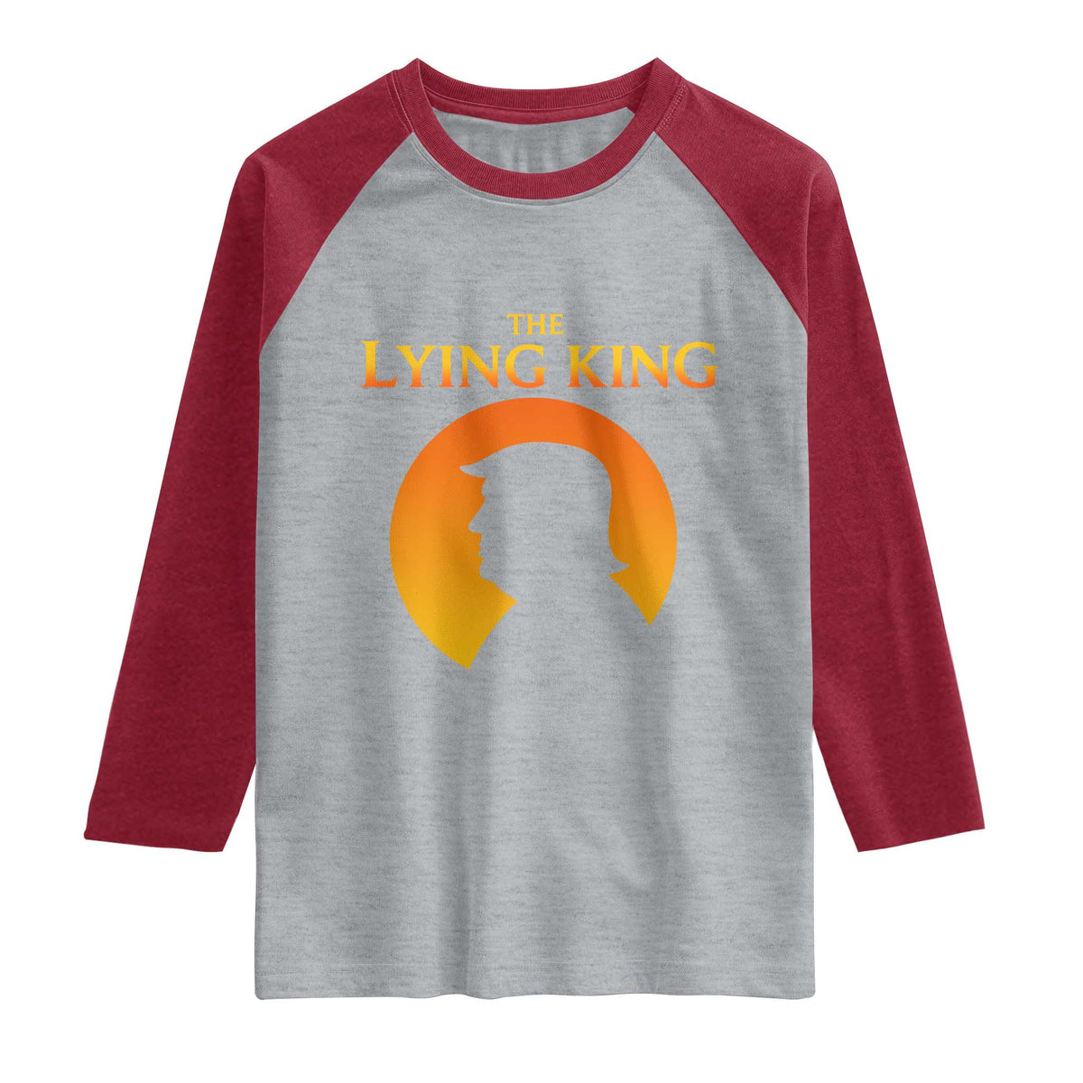 The Lying King Silhouette Sunrise Political Satire Parody Graphic Raglan Shirt