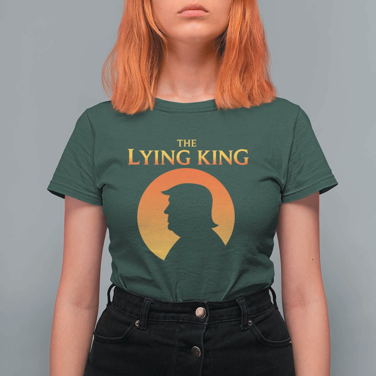 The Lying King Silhouette Sunrise Political Satire Parody Graphic T Shirt For Women