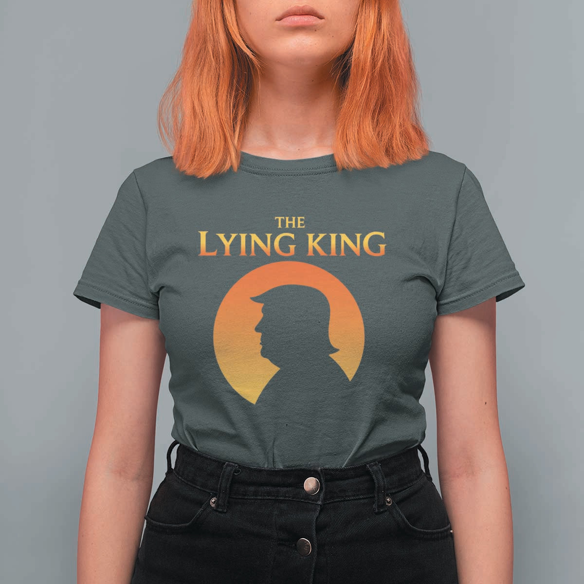 The Lying King Silhouette Sunrise Political Satire Parody Graphic T Shirt For Women