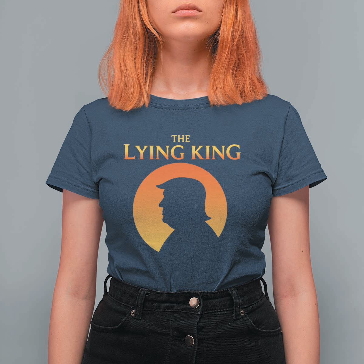 The Lying King Silhouette Sunrise Political Satire Parody Graphic T Shirt For Women