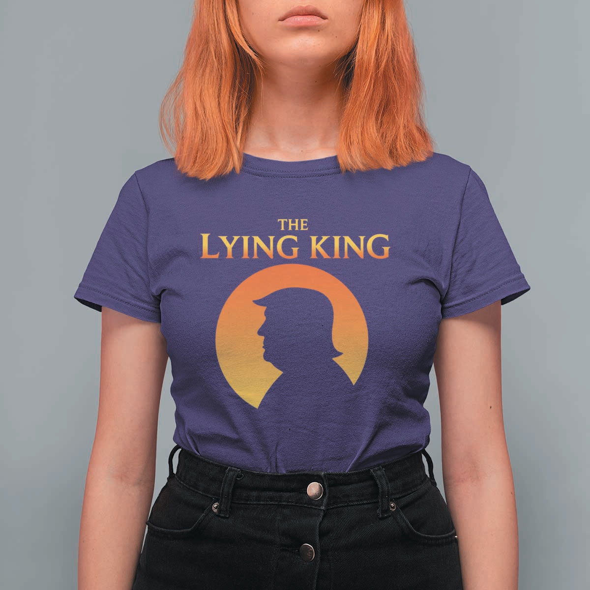 The Lying King Silhouette Sunrise Political Satire Parody Graphic T Shirt For Women
