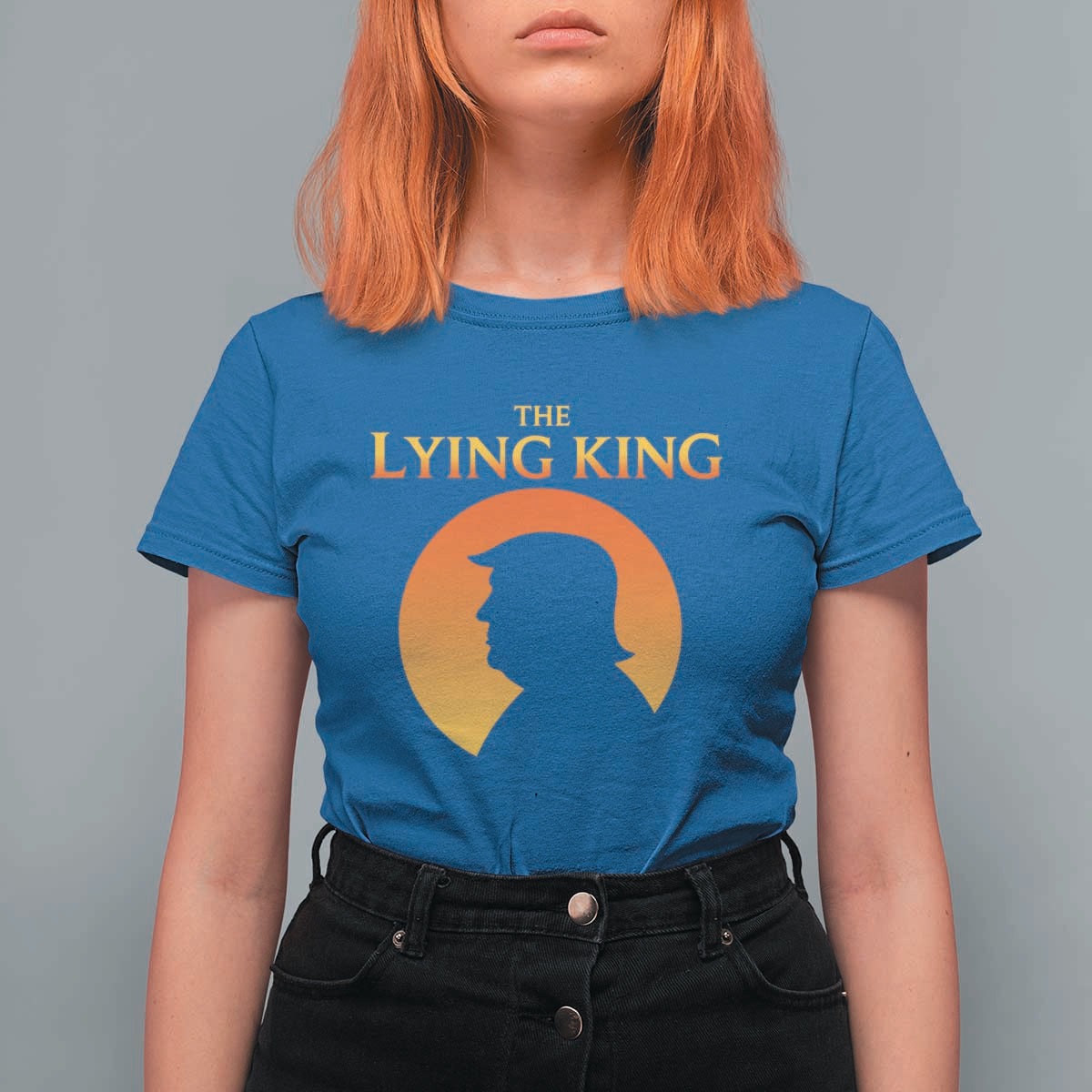 The Lying King Silhouette Sunrise Political Satire Parody Graphic T Shirt For Women