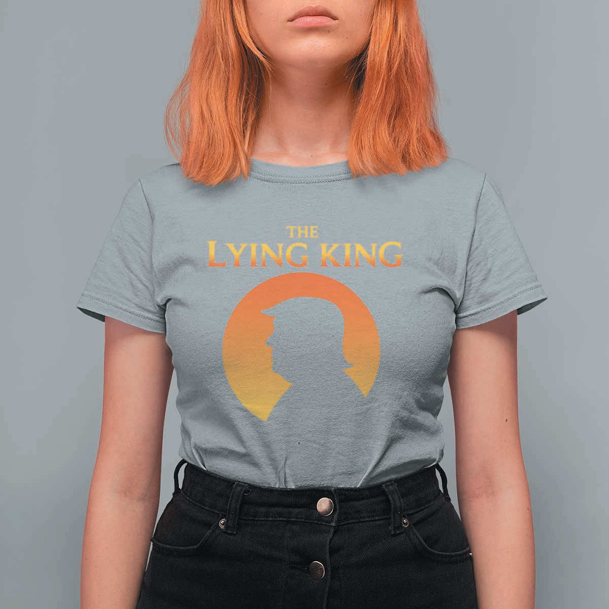 The Lying King Silhouette Sunrise Political Satire Parody Graphic T Shirt For Women