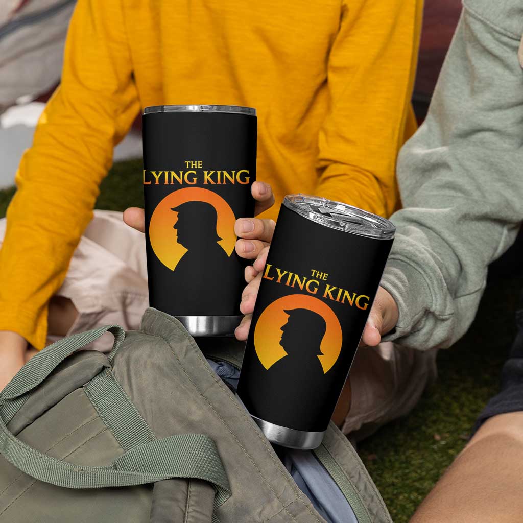 The Lying King Silhouette Sunrise Political Satire Parody Graphic Tumbler Cup
