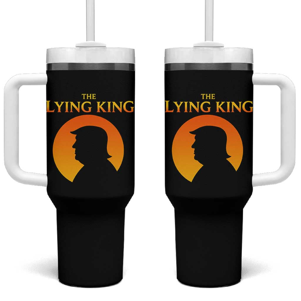 The Lying King Silhouette Sunrise Political Satire Parody Graphic Tumbler With Handle