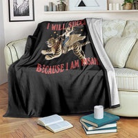 Vintage Western Cowgirl Riding Winged Tiger Graphic Throw Blanket I Will Succeed Because I Am Insane Chaotic Motivation Meme