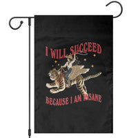 Vintage Western Cowgirl Riding Winged Tiger Graphic Garden Flag I Will Succeed Because I Am Insane Chaotic Motivation Meme