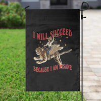 Vintage Western Cowgirl Riding Winged Tiger Graphic Garden Flag I Will Succeed Because I Am Insane Chaotic Motivation Meme