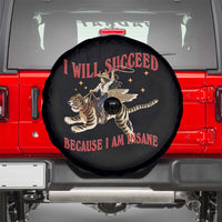 Vintage Western Cowgirl Riding Winged Tiger Graphic Spare Tire Cover I Will Succeed Because I Am Insane Chaotic Motivation Meme