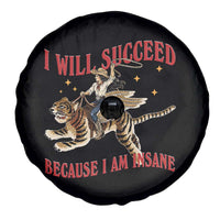 Vintage Western Cowgirl Riding Winged Tiger Graphic Spare Tire Cover I Will Succeed Because I Am Insane Chaotic Motivation Meme
