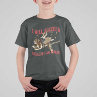 Vintage Western Cowgirl Riding Winged Tiger Graphic T Shirt For Kid I Will Succeed Because I Am Insane Chaotic Motivation Meme