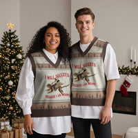 Vintage Western Cowgirl Riding Winged Tiger Graphic V-Neck Knit Sweater Vest I Will Succeed Because I Am Insane Chaotic Motivation Meme