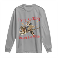 Vintage Western Cowgirl Riding Winged Tiger Graphic Long Sleeve Shirt I Will Succeed Because I Am Insane Chaotic Motivation Meme