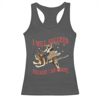 Vintage Western Cowgirl Riding Winged Tiger Graphic Racerback Tank Top I Will Succeed Because I Am Insane Chaotic Motivation Meme