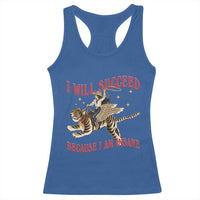 Vintage Western Cowgirl Riding Winged Tiger Graphic Racerback Tank Top I Will Succeed Because I Am Insane Chaotic Motivation Meme