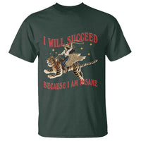 Vintage Western Cowgirl Riding Winged Tiger Graphic T Shirt I Will Succeed Because I Am Insane Chaotic Motivation Meme