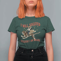 Vintage Western Cowgirl Riding Winged Tiger Graphic T Shirt For Women I Will Succeed Because I Am Insane Chaotic Motivation Meme
