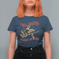 Vintage Western Cowgirl Riding Winged Tiger Graphic T Shirt For Women I Will Succeed Because I Am Insane Chaotic Motivation Meme