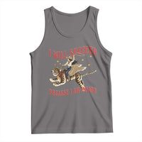 Vintage Western Cowgirl Riding Winged Tiger Graphic Tank Top I Will Succeed Because I Am Insane Chaotic Motivation Meme
