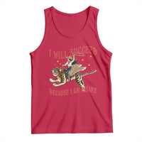 Vintage Western Cowgirl Riding Winged Tiger Graphic Tank Top I Will Succeed Because I Am Insane Chaotic Motivation Meme