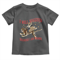 Vintage Western Cowgirl Riding Winged Tiger Graphic Toddler T Shirt I Will Succeed Because I Am Insane Chaotic Motivation Meme