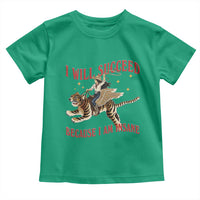 Vintage Western Cowgirl Riding Winged Tiger Graphic Toddler T Shirt I Will Succeed Because I Am Insane Chaotic Motivation Meme
