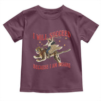 Vintage Western Cowgirl Riding Winged Tiger Graphic Toddler T Shirt I Will Succeed Because I Am Insane Chaotic Motivation Meme