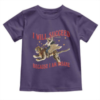 Vintage Western Cowgirl Riding Winged Tiger Graphic Toddler T Shirt I Will Succeed Because I Am Insane Chaotic Motivation Meme