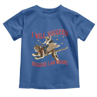 Vintage Western Cowgirl Riding Winged Tiger Graphic Toddler T Shirt I Will Succeed Because I Am Insane Chaotic Motivation Meme