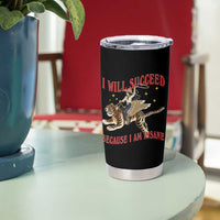 Vintage Western Cowgirl Riding Winged Tiger Graphic Tumbler Cup I Will Succeed Because I Am Insane Chaotic Motivation Meme