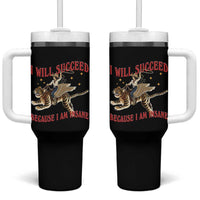 Vintage Western Cowgirl Riding Winged Tiger Graphic Tumbler With Handle I Will Succeed Because I Am Insane Chaotic Motivation Meme