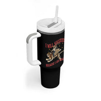 Vintage Western Cowgirl Riding Winged Tiger Graphic Tumbler With Handle I Will Succeed Because I Am Insane Chaotic Motivation Meme