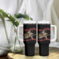 Vintage Western Cowgirl Riding Winged Tiger Graphic Tumbler With Handle I Will Succeed Because I Am Insane Chaotic Motivation Meme
