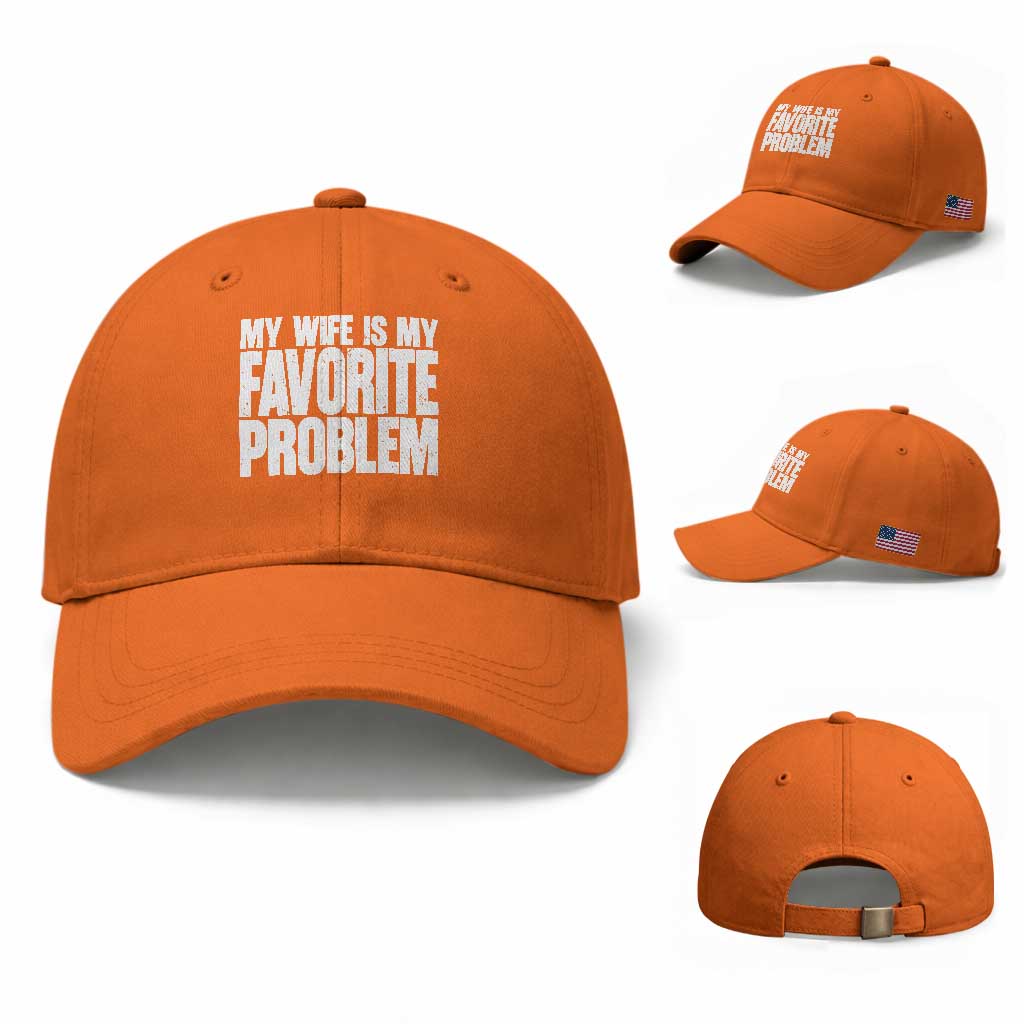 My Wife Is My Favorite Problem Minimalist Typography Baseball Cap Sarcastic Husband Marriage Humor