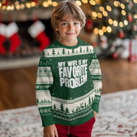 My Wife Is My Favorite Problem Minimalist Typography Ugly Christmas Sweater Sarcastic Husband Marriage Humor