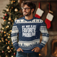 My Wife Is My Favorite Problem Minimalist Typography Ugly Christmas Sweater Sarcastic Husband Marriage Humor