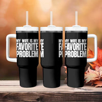 My Wife Is My Favorite Problem Minimalist Typography Tumbler With Handle Sarcastic Husband Marriage Humor