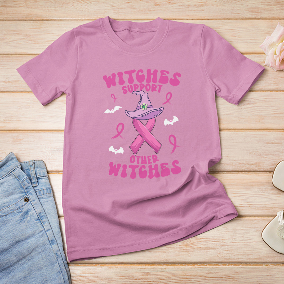 Breast Cancer Witch T Shirt Witches Support Other Witches Halloween Breast Cancer Warriors  Witch - Wonder Print Shop